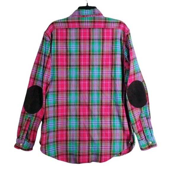 Polo Ralph Lauren Dungaree Work Shirt Mens L Green Red Blanket Flannel Plaid LS - Picture 12 of 12